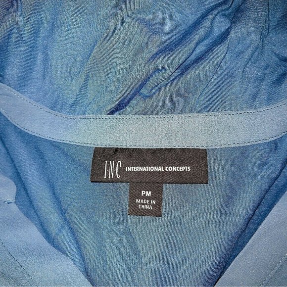 INC International Concepts Womens Top Size Petite Medium Blue Mixed Mate… - Picture 5 of 7